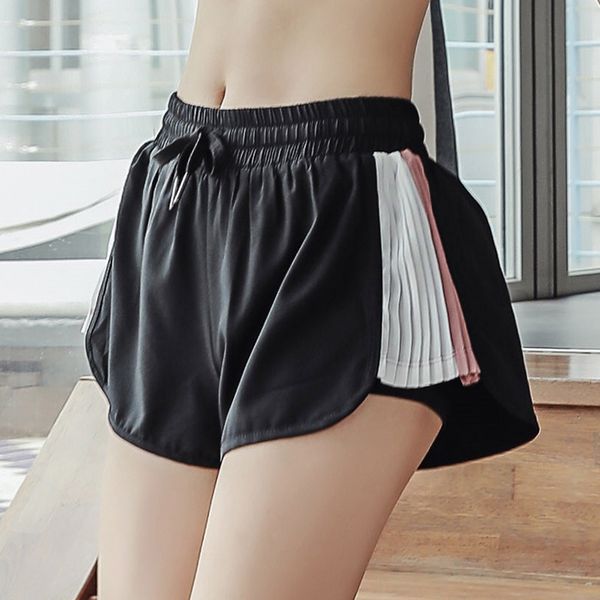 women's shorts new fashion summer lace up sports pants chiffon pleated color matching casual wide leg fitness loose, White;black
women's shorts new fashion summer lace up sports pants chiffon pleated color matching casual wide leg fitness loose, White;black