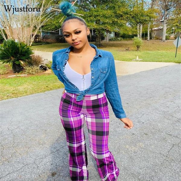 women's pants & capris wjustforu plaid print vintage flare women casual slim mid wais summer streetwear solid fashion trousers, Black;white
women's pants & capris wjustforu plaid print vintage flare women casual slim mid wais summer streetwear solid fashion trousers, Black;white