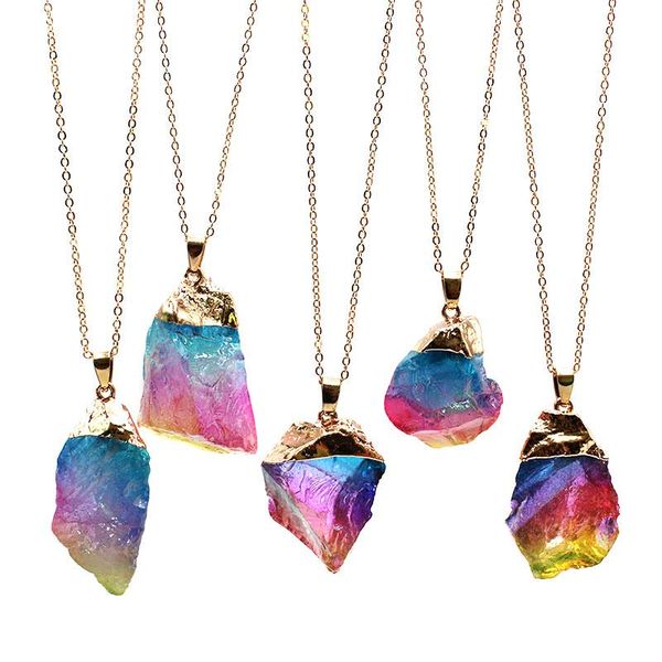 pendant necklaces irregular natural crystal stone necklace for women rainbow quartz reiki healing with gold plating, Silver
pendant necklaces irregular natural crystal stone necklace for women rainbow quartz reiki healing with gold plating, Silver