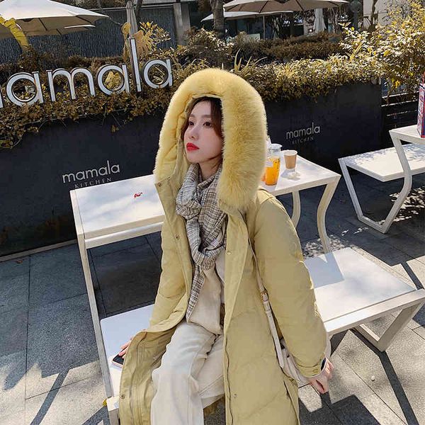 stall 2021 winter new korean loose knee length large hairy collar white duck down jacket, Black
stall 2021 winter new korean loose knee length large hairy collar white duck down jacket, Black