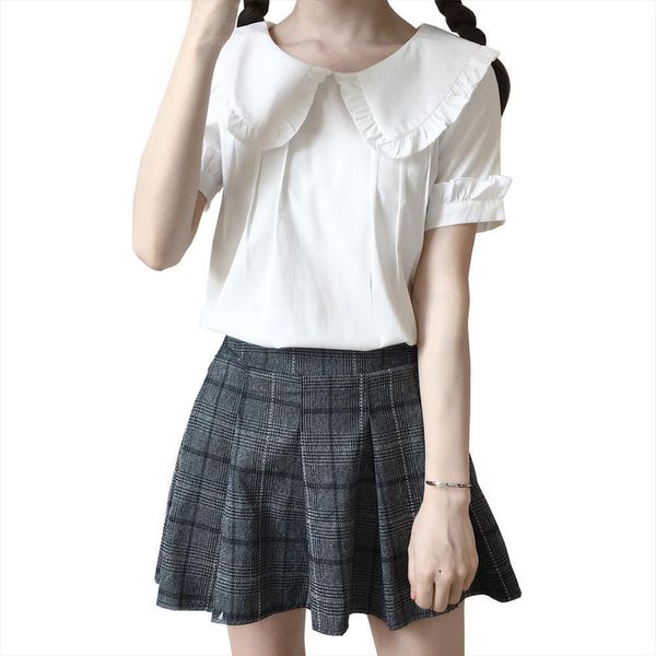 korean sweet lolita short sleeve women blouses cute peter pan collar white ruffle blouse womens back buttons blusas
korean sweet lolita short sleeve women blouses cute peter pan collar white ruffle blouse womens back buttons blusas
