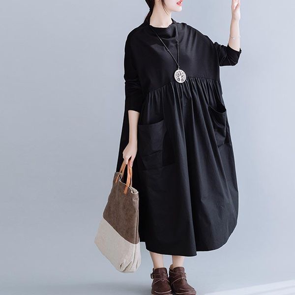 one-piece 2021 spring autumn women chic dress with pockets vintage long o-neck patchwork casual loose oversized dresses, Black;gray
one-piece 2021 spring autumn women chic dress with pockets vintage long o-neck patchwork casual loose oversized dresses, Black;gray