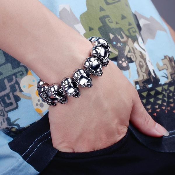 charm bracelets ancient demon bone ghost head bracelet men stainless steel fashion skull chain bangle, Golden;silver
charm bracelets ancient demon bone ghost head bracelet men stainless steel fashion skull chain bangle, Golden;silver