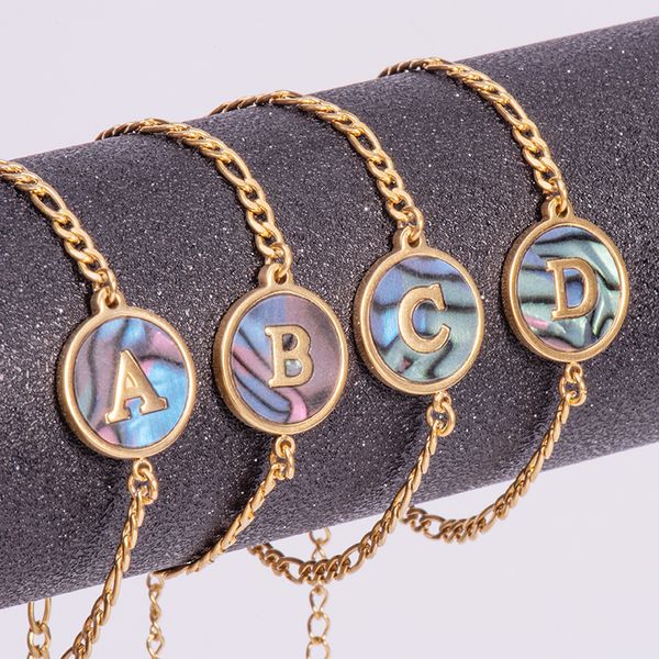 18k gold plated colorful shell link chain bracelet simple stainless steel round letter lobster clasp alphabet bracelets for women wholesale, Black
18k gold plated colorful shell link chain bracelet simple stainless steel round letter lobster clasp alphabet bracelets for women wholesale, Black