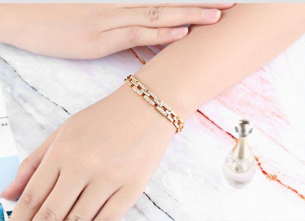 link, chain fashion luxury women bracelets zircon inlaid gold party classic style couple bracelet, Black
link, chain fashion luxury women bracelets zircon inlaid gold party classic style couple bracelet, Black