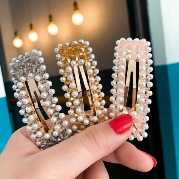 fashion women barrette stick pearl hair clip accessories crystal hairpin1