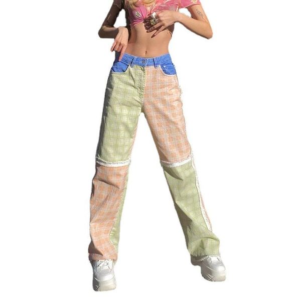 women's jeans ztone 2021 women streetwear loose straight fashion hip hop high waist pants cowboy striped patchwork, Blue
women's jeans ztone 2021 women streetwear loose straight fashion hip hop high waist pants cowboy striped patchwork, Blue