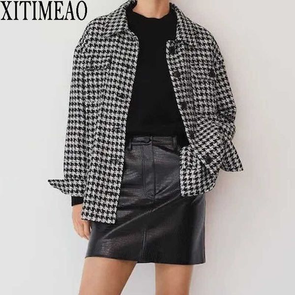 za fashion women lapel long sleeve autumn winter tweed shirt casual coat loose plaid jacket 210604, Black;brown
za fashion women lapel long sleeve autumn winter tweed shirt casual coat loose plaid jacket 210604, Black;brown