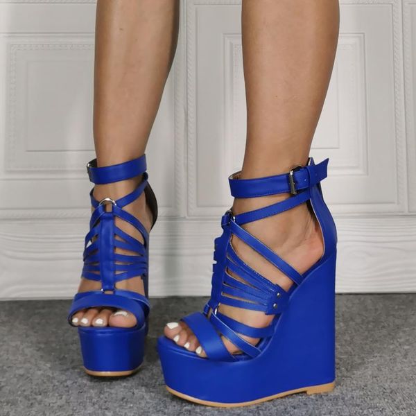 lady super high platform blue leather wedge sandal open toe woman real pos plus size 43 sandals, Black
lady super high platform blue leather wedge sandal open toe woman real pos plus size 43 sandals, Black