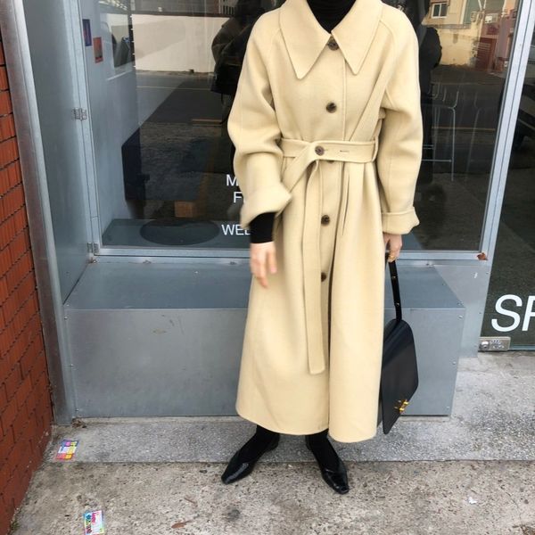 women's jackets winter jackets little sharp ladies single-breasted double face long natural wool coat with women's clothing belt, Black;brown
women's jackets winter jackets little sharp ladies single-breasted double face long natural wool coat with women's clothing belt, Black;brown