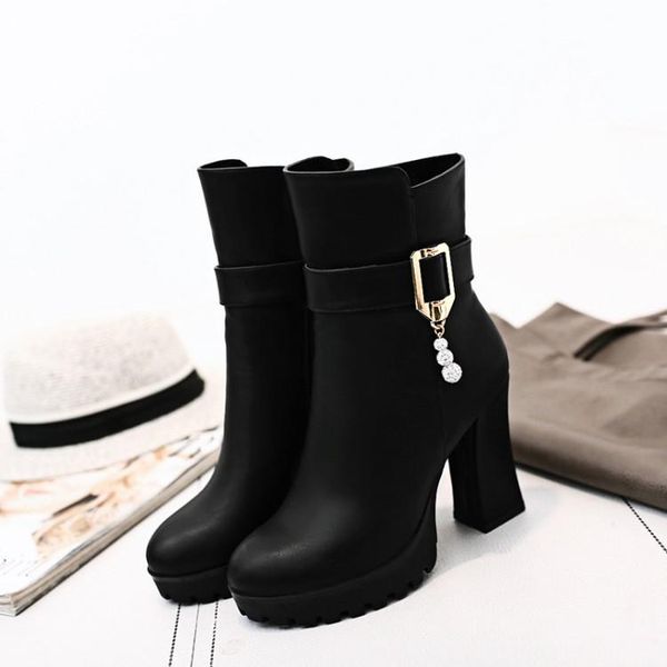 boots oversized women shoes ankle for ladies hydraulic drill side zipper with belt buckle, Black
boots oversized women shoes ankle for ladies hydraulic drill side zipper with belt buckle, Black