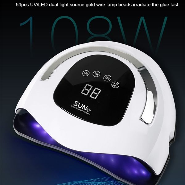 nail lamp 108w dryer machine lcd display manicure uv gel polish led curing motion sensing 54 beads light baking 210608
nail lamp 108w dryer machine lcd display manicure uv gel polish led curing motion sensing 54 beads light baking 210608