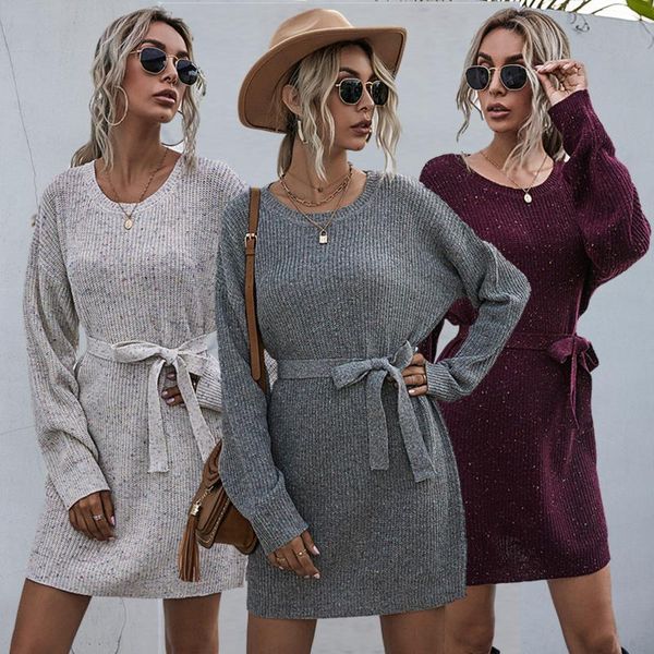 women's sweaters solid loose long kniited sweater dress casual streetwear style lace up autumn spring 2021, White;black
women's sweaters solid loose long kniited sweater dress casual streetwear style lace up autumn spring 2021, White;black