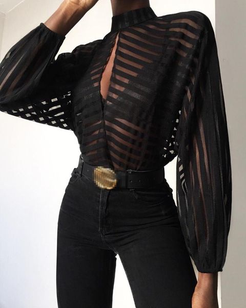 women's blouses & shirts women gauze mesh net blouse sheer long sleeve ladies shirt black front hollow, White
women's blouses & shirts women gauze mesh net blouse sheer long sleeve ladies shirt black front hollow, White