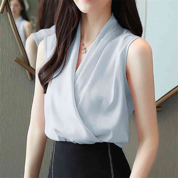 summer sleeveless tank shirts women fashion solid white v neck loose casual chiffon vest blouse lady plus size 210601
summer sleeveless tank shirts women fashion solid white v neck loose casual chiffon vest blouse lady plus size 210601