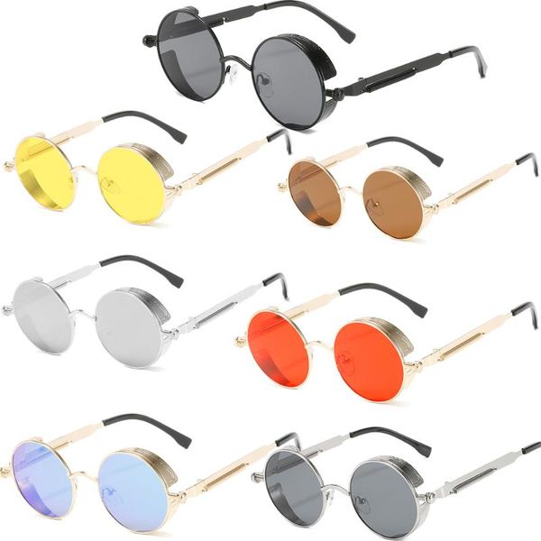 sunglasses gothic steampunk uv400 colored lenses glasses men women retro round metal frame eyewear, White;black
sunglasses gothic steampunk uv400 colored lenses glasses men women retro round metal frame eyewear, White;black