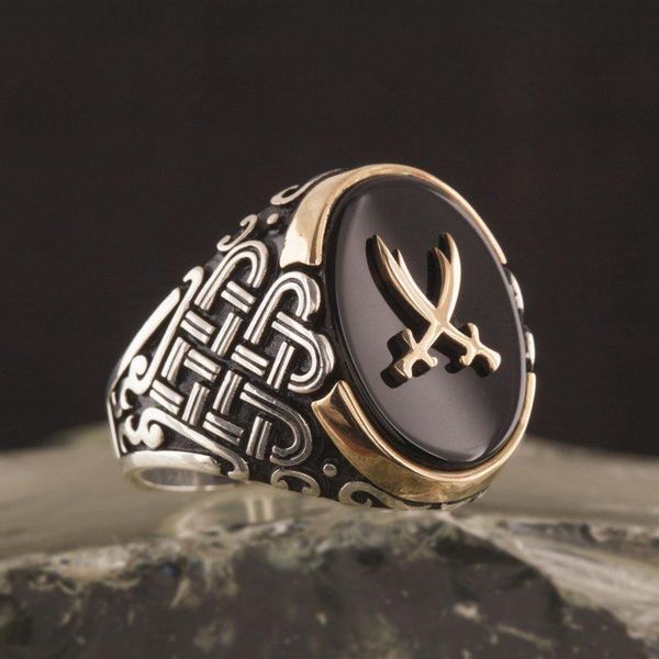 cluster rings 925 sterling black onyx stone zulfiqar sword patterned silver ring fashion turkish premium quality handmade jawelery, Golden;silver
cluster rings 925 sterling black onyx stone zulfiqar sword patterned silver ring fashion turkish premium quality handmade jawelery, Golden;silver