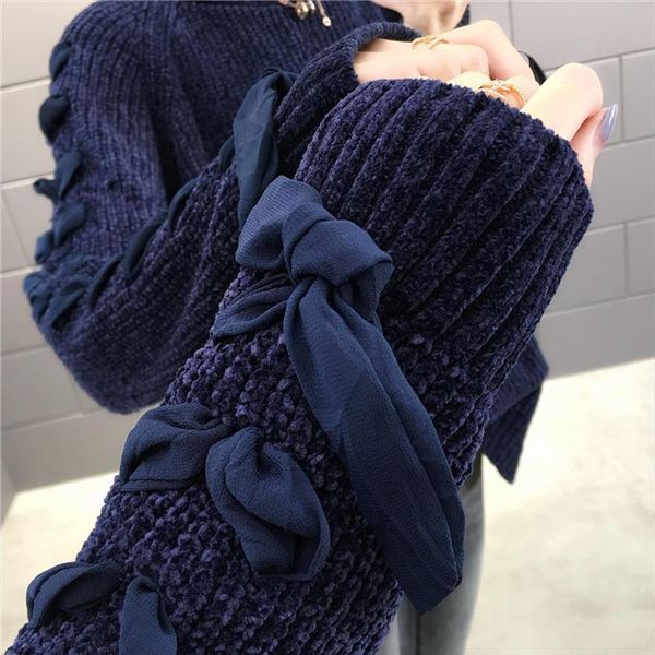 womens turtleneck chenille female sweater autumn and winter thick gold velvet line loose bottoming, White;black
womens turtleneck chenille female sweater autumn and winter thick gold velvet line loose bottoming, White;black