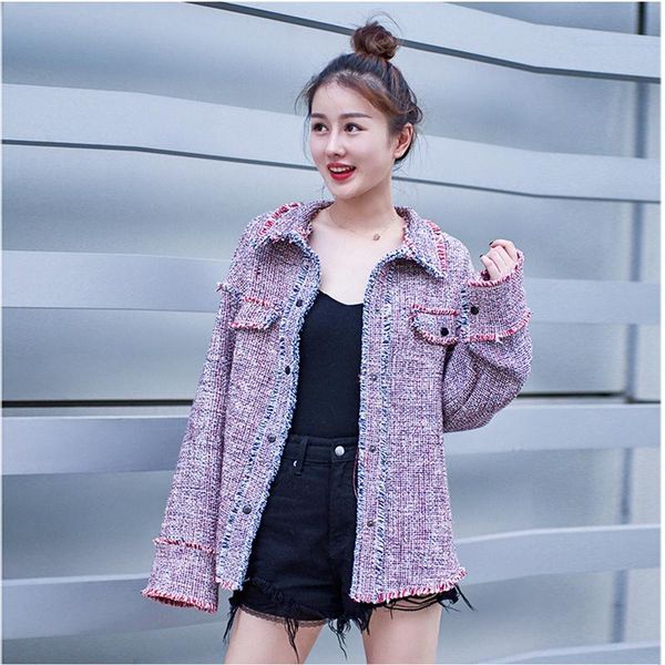 women's jackets small fragrance 2021 autumn wild coat suit female fringed side temperament tweed lapel straight loose jacket women w875, Black;brown
women's jackets small fragrance 2021 autumn wild coat suit female fringed side temperament tweed lapel straight loose jacket women w875, Black;brown