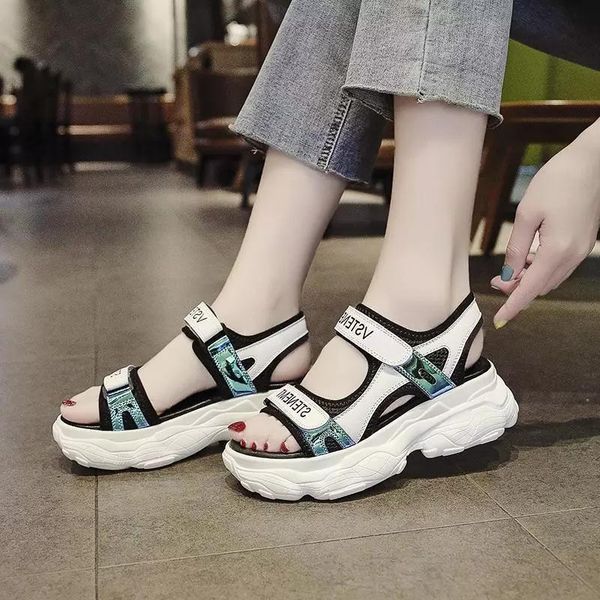 patchwork pu leather hollowed hook & loop thick bottom sandals designer laser fashion open toe non-slip women rome beach shoes, Black
patchwork pu leather hollowed hook & loop thick bottom sandals designer laser fashion open toe non-slip women rome beach shoes, Black