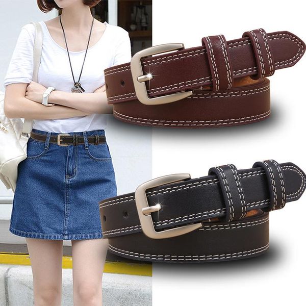 belts 2021 for women fashion pin buckle female imitation leather pu, Black;brown