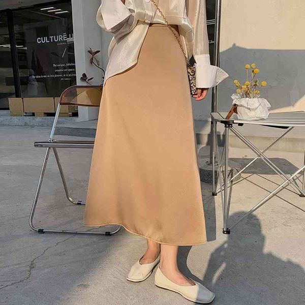 summer simple solid all match long satin skirt spring elegant mid-calf mujer faldas fresh a-line femme jupe 210514, Black
summer simple solid all match long satin skirt spring elegant mid-calf mujer faldas fresh a-line femme jupe 210514, Black