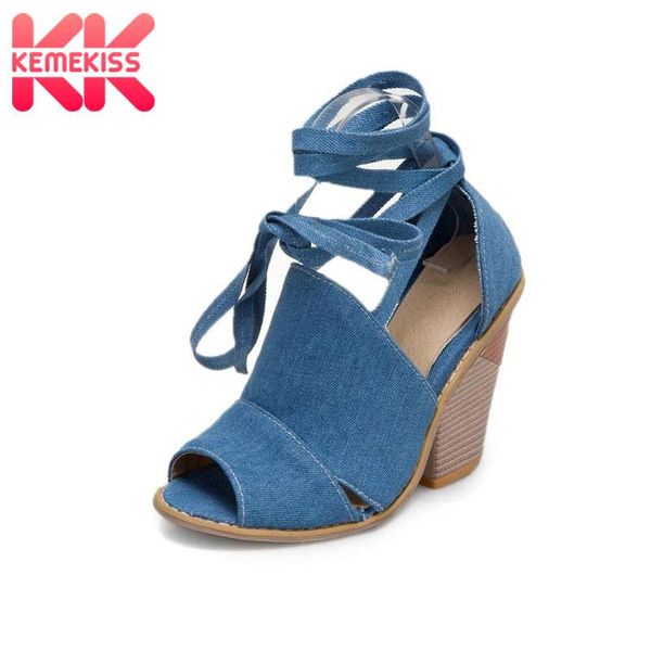dress shoes kemekiss women sandals peep toe thick heel denim cross strap vintage fashion ladies footwear female size 34-43, Black
dress shoes kemekiss women sandals peep toe thick heel denim cross strap vintage fashion ladies footwear female size 34-43, Black