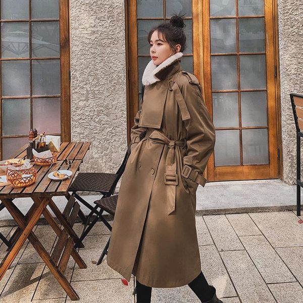 women's trench coats winter retro british style caramel color double-breasted pie overcoming coat mid-length waist velvet jacket female, Tan;black
women's trench coats winter retro british style caramel color double-breasted pie overcoming coat mid-length waist velvet jacket female, Tan;black