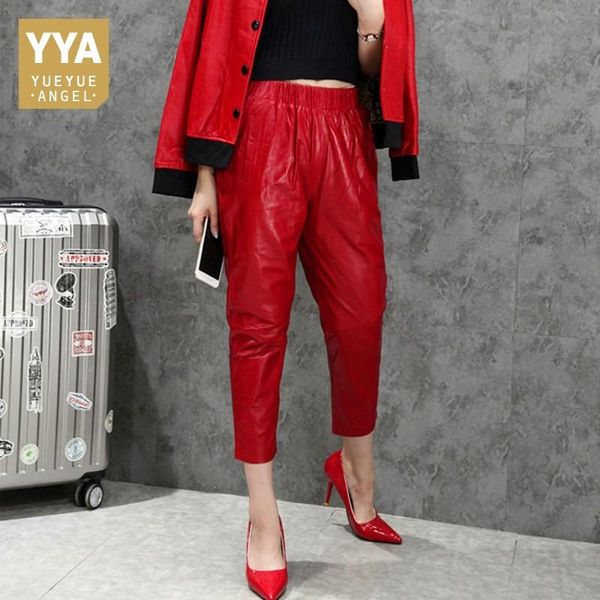 women's pants & capris red sheepskin real leather women office korean harem streetwear casual loose mid waist trousers pantalones large, Black;white
women's pants & capris red sheepskin real leather women office korean harem streetwear casual loose mid waist trousers pantalones large, Black;white