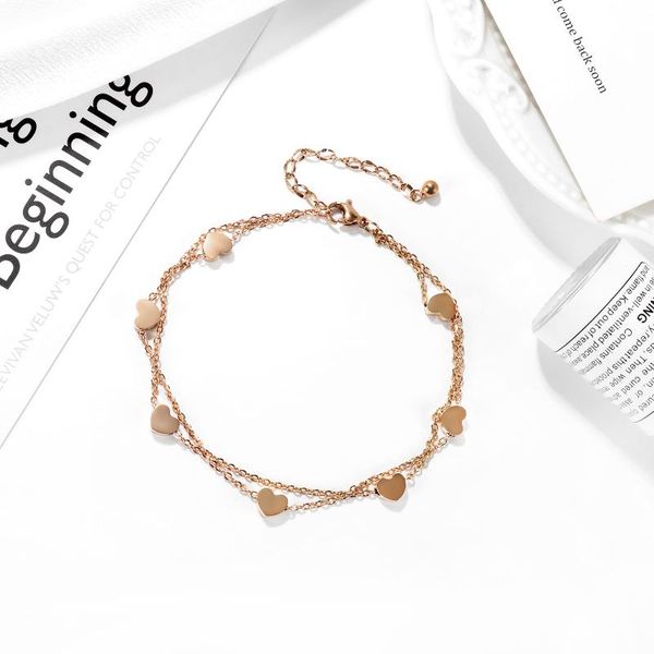 anklets friendship jewelry for women rose gold color stainless steel ladies female foot bracelet double layer heart charm, Red;blue
anklets friendship jewelry for women rose gold color stainless steel ladies female foot bracelet double layer heart charm, Red;blue