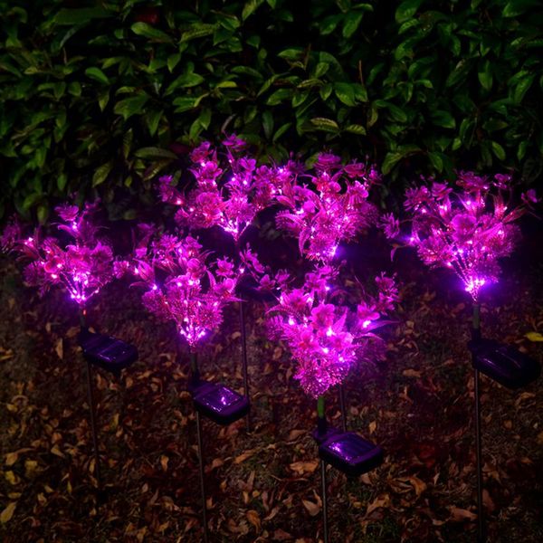 2pcs outdoor led solar powered flowers ground lawn landscape lighting light lamps