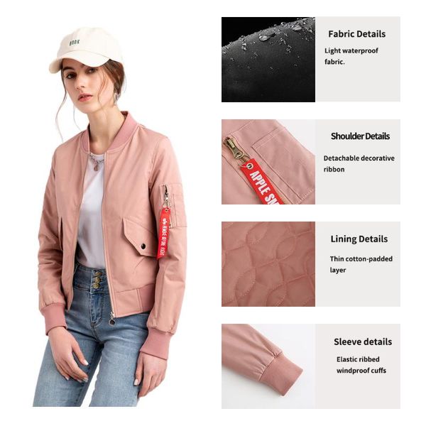 women's jackets bomber jacket spring autumn flight suit long-sleeved padded for women pilot military baseball, Black;brown
women's jackets bomber jacket spring autumn flight suit long-sleeved padded for women pilot military baseball, Black;brown
