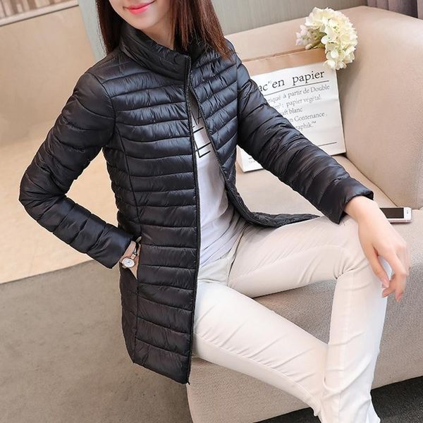 autumn and winter new down cotton jacket women's medium length light slim collar, Black
autumn and winter new down cotton jacket women's medium length light slim collar, Black