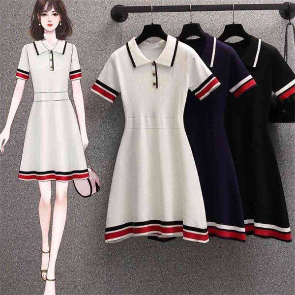 fashion women contrast striped lapel knitted dresses elegant short sleeve casual slim dress plus size 210519, Black;gray
fashion women contrast striped lapel knitted dresses elegant short sleeve casual slim dress plus size 210519, Black;gray
