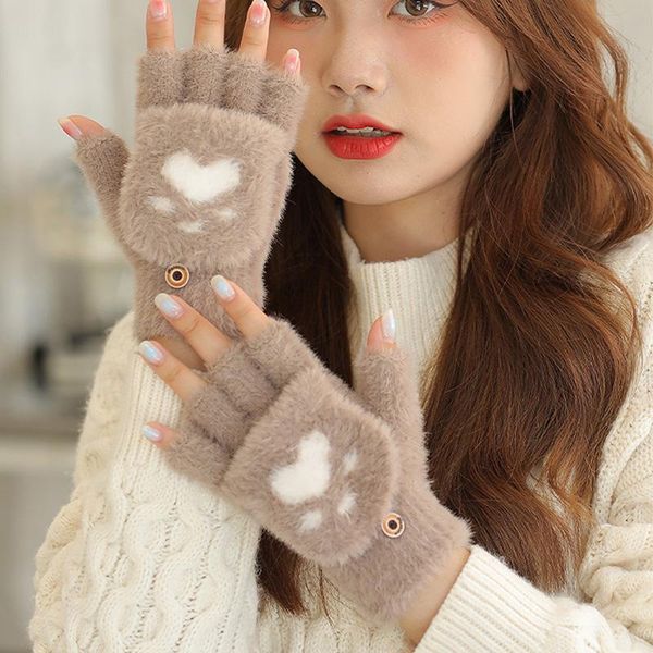 five fingers gloves winter warm thickening wool hearprint knitted flip fingerless exposed finger thick mittens glove women, Blue;gray
five fingers gloves winter warm thickening wool hearprint knitted flip fingerless exposed finger thick mittens glove women, Blue;gray