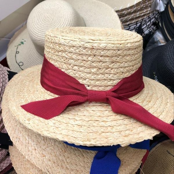 wide brim hats women's sea beach hat women summer raffia black white ribbon bow temperament flat straw, Blue;gray
wide brim hats women's sea beach hat women summer raffia black white ribbon bow temperament flat straw, Blue;gray