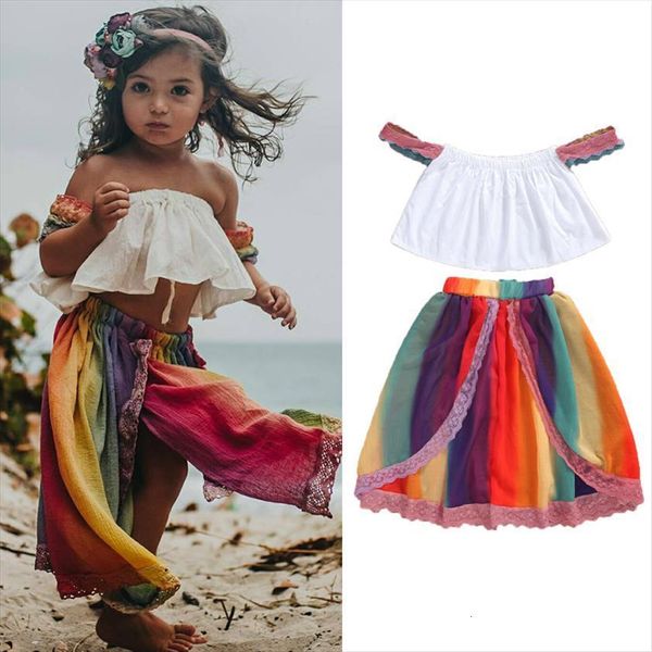 2 7y summer infant baby girls boho clothes sets rainbow striped print off shoulder t shirts skirts 2pcs, White
2 7y summer infant baby girls boho clothes sets rainbow striped print off shoulder t shirts skirts 2pcs, White