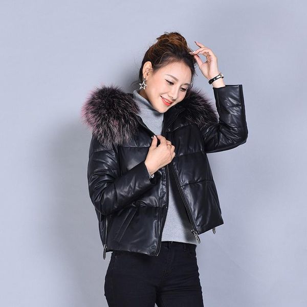 women's leather & faux real sheepskin coat winter women korean down jackets raccoon fur collar genuine jacket plus size ml1729 my2023, Black
women's leather & faux real sheepskin coat winter women korean down jackets raccoon fur collar genuine jacket plus size ml1729 my2023, Black
