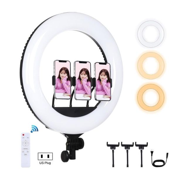18" 46cm curved surface usb 3 modes dimmable white light led ring vlogging pography video lights with remote control flash heads
18" 46cm curved surface usb 3 modes dimmable white light led ring vlogging pography video lights with remote control flash heads