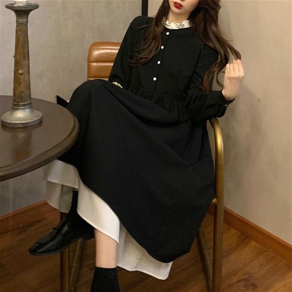 casual dresses black vintage dress women long sleeve patchwork french retro female gothic one-piece korean autumn 2021 office lady, Black;gray
casual dresses black vintage dress women long sleeve patchwork french retro female gothic one-piece korean autumn 2021 office lady, Black;gray