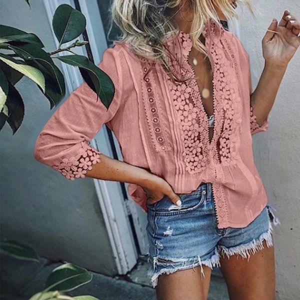 women's knits & tees lace ruffled blouse plus size 5xl 3/4 sleeve patchwork office lady womens and blouses spring summer, White
women's knits & tees lace ruffled blouse plus size 5xl 3/4 sleeve patchwork office lady womens and blouses spring summer, White