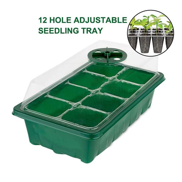 10pcs 12 holes plant seed tray grow box adjustable starter set with dome and base greenhouse transparent nursery planters & pots
10pcs 12 holes plant seed tray grow box adjustable starter set with dome and base greenhouse transparent nursery planters & pots