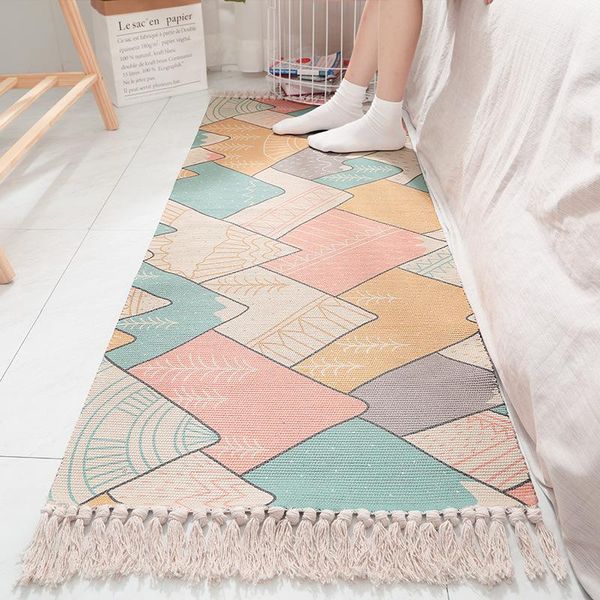 carpets environmental protection home bedroom room strip tassel anti-skid floor mat ins japanese style cotton hand-woven bedside rug
carpets environmental protection home bedroom room strip tassel anti-skid floor mat ins japanese style cotton hand-woven bedside rug