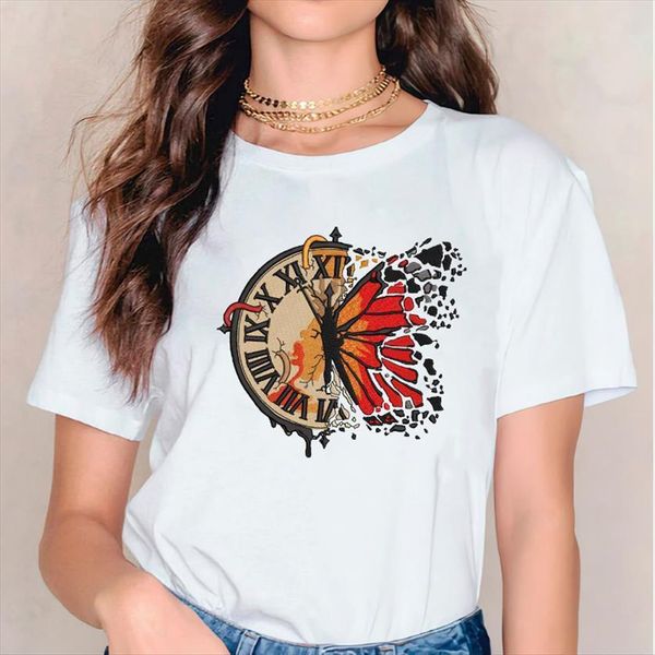short sleeve butterfly vintage style women 90s graphic ladies print lady female tee shirt, White
short sleeve butterfly vintage style women 90s graphic ladies print lady female tee shirt, White