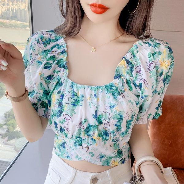 women's blouses & shirts green elegant mini blouse women summer chic korean sweet floral shirt short sleeve bandage designer casual, White
women's blouses & shirts green elegant mini blouse women summer chic korean sweet floral shirt short sleeve bandage designer casual, White
