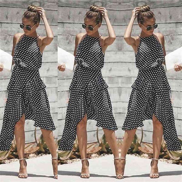 vintage women polka dot dresses summer ruffles halter irregular lace up dress sleeveless dresses for female vestidos 210630, Black;gray
vintage women polka dot dresses summer ruffles halter irregular lace up dress sleeveless dresses for female vestidos 210630, Black;gray