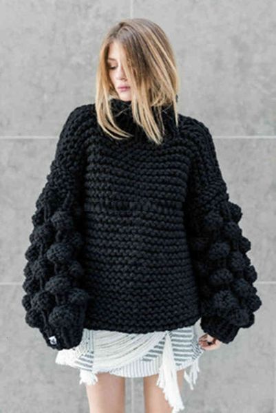 sweater bubble sleeve pullover crocheted knitted sweaters chunky knitwear big yarn coat oversized knit bomber jacket, White;black
sweater bubble sleeve pullover crocheted knitted sweaters chunky knitwear big yarn coat oversized knit bomber jacket, White;black