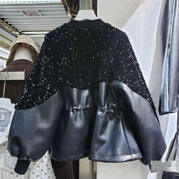 women's jackets shengpalae sequin stitching leather jacket autumn fashionzipper drawstring waist loose pu coat 5a789 ooca, Black;brown
women's jackets shengpalae sequin stitching leather jacket autumn fashionzipper drawstring waist loose pu coat 5a789 ooca, Black;brown