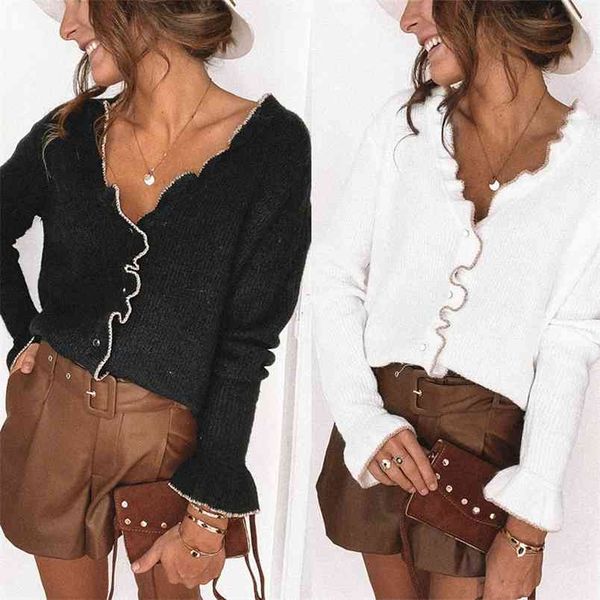 autumn feature v-neck casual knitted sweater with wooden ears women loose long sleeve solid color black white knit pullovers 210517, White;black
autumn feature v-neck casual knitted sweater with wooden ears women loose long sleeve solid color black white knit pullovers 210517, White;black