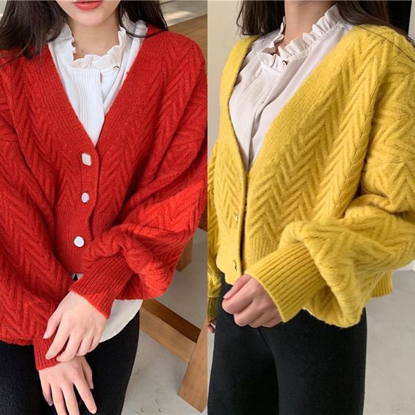women's sweaters autumn 2021 sweet casual lantern v-neck women coat thick sweater short simple knitted cardigan multicolor, White;black
women's sweaters autumn 2021 sweet casual lantern v-neck women coat thick sweater short simple knitted cardigan multicolor, White;black